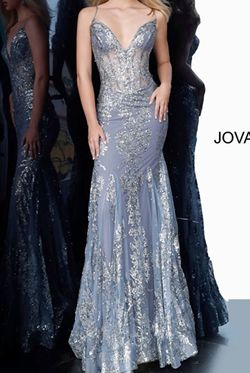 Jovani Purple Size 0 Floor Length Military Mermaid Dress on Queenly