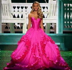 Sherri Hill Pink Size 00 Floor Length Ball Gown Train Dress on Queenly