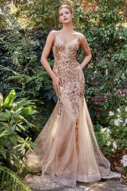 Style A1118 Andrea & Leo Couture Gold Size 12 Plus Size Tall Height Mermaid Dress on Queenly