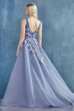 Style A0894 Andrea & Leo Couture Blue Size 10 Pageant Floor Length Straight Tall Height Side slit Dress on Queenly