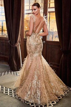 Style C57 Cinderella Divine Gold Size 12 Backless Mermaid Dress on Queenly