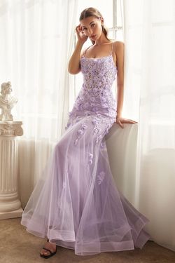 Style CD995 Cinderella Divine Purple Size 2 Black Tie Tall Height Tulle Mermaid Dress on Queenly