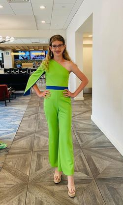 Fernando Wong Green Size 12 Floor Length Interview Plus Size 70 Off Jumpsuit Dress on Queenly