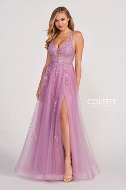 Style CL2074 Colette By Mon Cheri Purple Size 4 Black Tie Tulle A-line Dress on Queenly