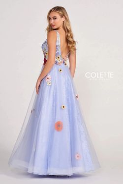 Style CL2084 Colette By Mon Cheri Light Blue Size 6 Tall Height Black Tie A-line Dress on Queenly