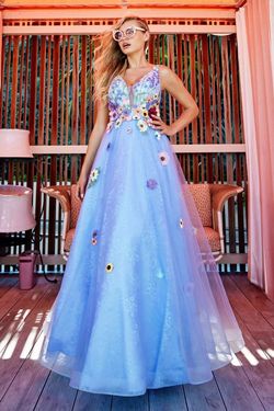 Style CL2084 Colette By Mon Cheri Light Blue Size 6 Floor Length A-line Dress on Queenly