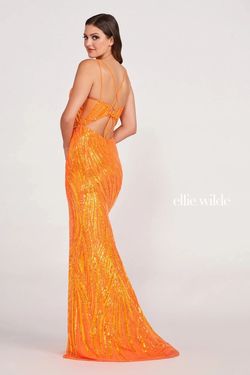 Style EW34037 Ellie Wilde By Mon Cheri Orange Size 14 Plus Size Floor Length Sequin Tall Height Mermaid Dress on Queenly