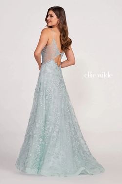 Style EW34048 Ellie Wilde By Mon Cheri Red Size 0 Floor Length V Neck Tall Height A-line Dress on Queenly