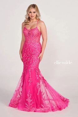 Style EW34090 Ellie Wilde By Mon Cheri Pink Size 0 Tall Height Pageant Flare Magenta Mermaid Dress on Queenly