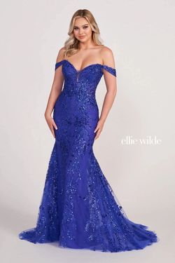 Style EW34007 Ellie Wilde By Mon Cheri Royal Blue Size 16 Plus Size Mermaid Dress on Queenly