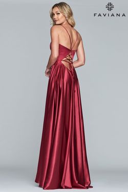Style S10209 Faviana Red Size 0 Floor Length Corset A-line Dress on Queenly