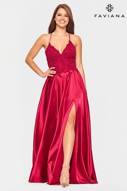 Style S10400 Faviana Red Size 0 Tall Height Floor Length A-line Dress on Queenly