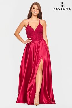 Style S10400 Faviana Red Size 2 Black Tie Tall Height A-line Dress on Queenly