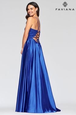 Style S10400 Faviana Royal Blue Size 0 Tall Height Black Tie A-line Dress on Queenly