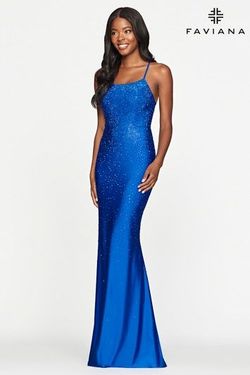 Style S10657 Faviana Royal Blue Size 4 Floor Length Tall Height Mermaid Dress on Queenly