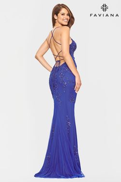 Style S10634 Faviana Blue Size 0 Black Tie Pageant Mermaid Dress on Queenly
