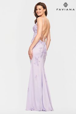 Style S10633 Faviana Purple Size 0 Tall Height Black Tie V Neck Mermaid Dress on Queenly
