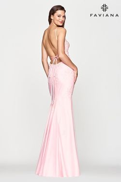 Style S10633 Faviana Pink Size 2 Tall Height Black Tie V Neck Mermaid Dress on Queenly