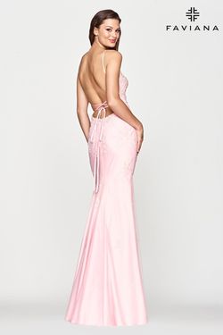 Style S10633 Faviana Pink Size 4 Floor Length V Neck Tall Height Mermaid Dress on Queenly