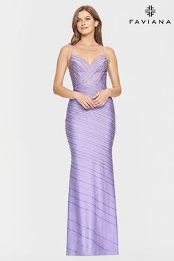 Style S10830 Faviana Purple Size 0 Lavender Pageant V Neck Mermaid Dress on Queenly