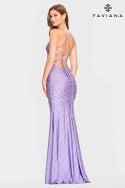 Style S10830 Faviana Purple Size 8 Tall Height Black Tie V Neck Mermaid Dress on Queenly