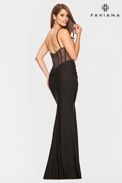 Style S10800 Faviana Black Size 2 Sheer Floor Length Mermaid Dress on Queenly