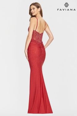 Style S10800 Faviana Red Size 2 Tall Height Floor Length Corset V Neck Mermaid Dress on Queenly