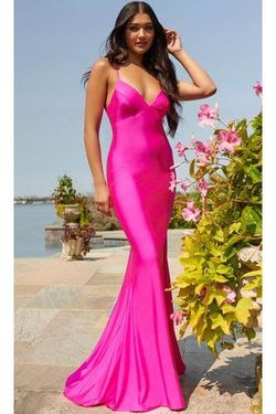 Style S10826 Faviana Pink Size 0 Barbiecore Tall Height Euphoria Side slit Dress on Queenly