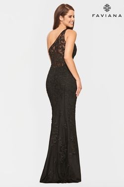 Style S10822 Faviana Black Size 6 S10822 Pageant Floor Length One Shoulder Mermaid Dress on Queenly