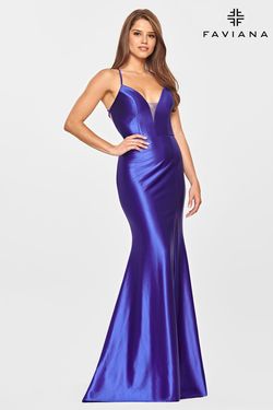 Style S10838 Faviana Blue Size 6 Side Slit Black Tie Lace Mermaid Dress on Queenly
