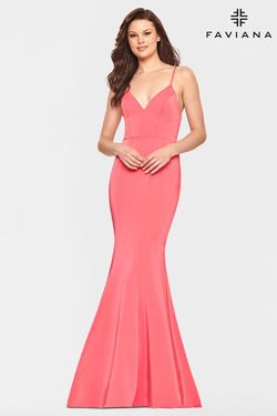 Style S10846 Faviana Pink Size 2 Coral Floor Length Mermaid Dress on Queenly