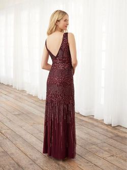 Style 40391 House Of Wu Brown Size 8 V Neck Floor Length Tall Height Side slit Dress on Queenly