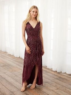 Style 40391 House Of Wu Brown Size 16 Tall Height Floor Length V Neck Side slit Dress on Queenly
