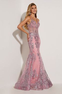 Style 7317 Jasz Couture Pink Size 0 Sequined Pageant Sheer Sequin Mermaid Dress on Queenly