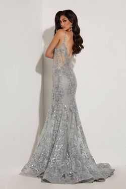 Style 7317 Jasz Couture Silver Size 14 Tall Height Mermaid Dress on Queenly
