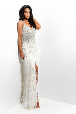 Style 7366 Jasz Couture White Size 6 Prom Floor Length Side slit Dress on Queenly