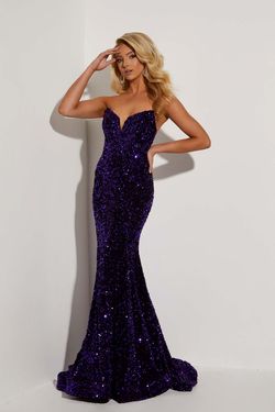 Style 7410 Jasz Couture Purple Size 0 Sequined Tall Height Mermaid Dress on Queenly