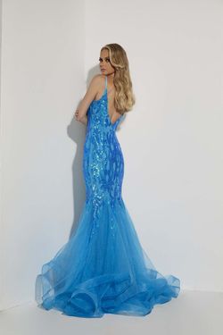 Style 7443 Jasz Couture Blue Size 4 Sequin 7443 Jewelled Mermaid Dress on Queenly