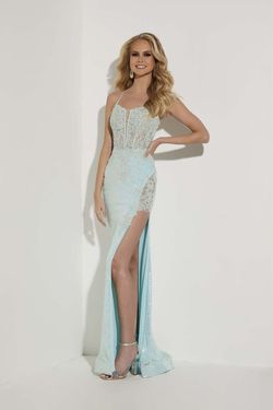 Style 7454 Jasz Couture Green Size 8 Teal Corset Tall Height Side slit Dress on Queenly