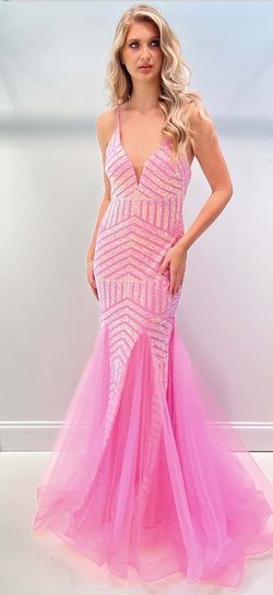 Style 7411 Jasz Couture Pink Size 4 Floor Length Tall Height Pageant Mermaid Dress on Queenly