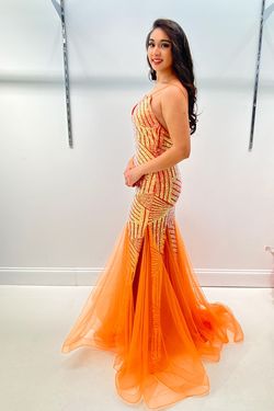 Style 7411 Jasz Couture Orange Size 6 Tall Height Floor Length Mermaid Dress on Queenly