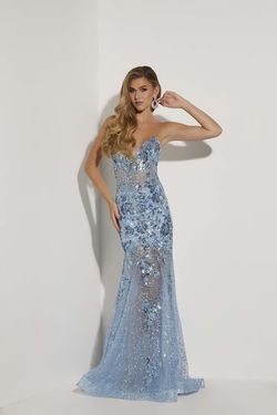 Style 7420 Jasz Couture Blue Size 0 Tall Height Corset Floral Mermaid Dress on Queenly