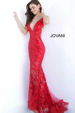 Style 60283 Jovani Red Size 0 Pageant Tall Height Floor Length Mermaid Dress on Queenly