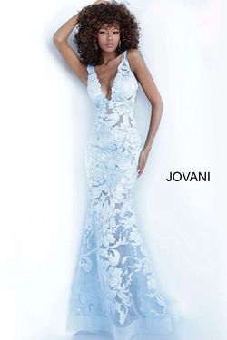 Style 60283 Jovani Blue Size 6 60283 Floor Length Mermaid Dress on Queenly