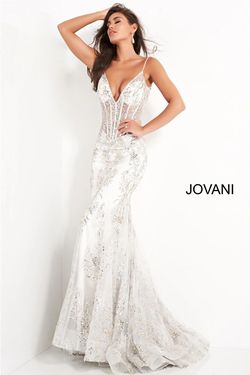 Style 3675 Jovani White Size 4 Pageant Floor Length Mermaid Dress on Queenly