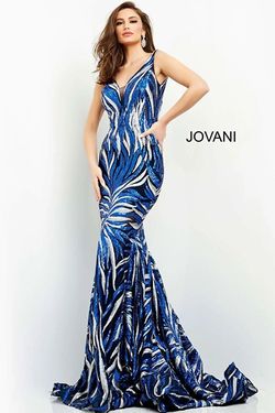 Style 6153 Jovani Blue Size 4 Fitted Pageant Mermaid Dress on Queenly