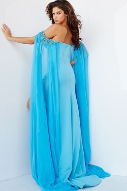 Style 7652 Jovani Blue Size 4 Side slit Dress on Queenly