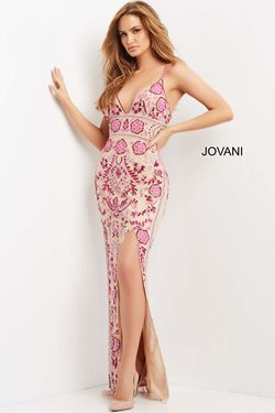 Style 08546A Jovani Pink Size 0 Black Tie Pageant Side slit Dress on Queenly