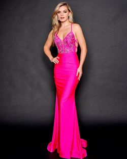 Style 8207 Nina Canacci Hot Pink Size 2 Barbiecore Tall Height Mermaid Dress on Queenly