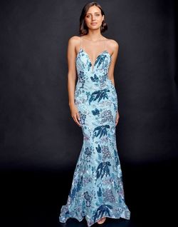 Style 8211 Nina Canacci Blue Size 8 Floor Length Mermaid Dress on Queenly